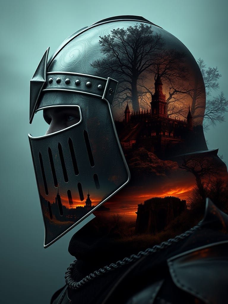 Knight's Haunting Gothic Portrait in Double Exposure