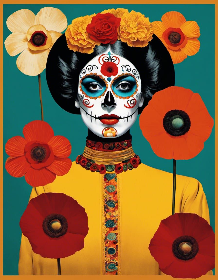 Dia de los Muertos Woman in Bauhaus Style