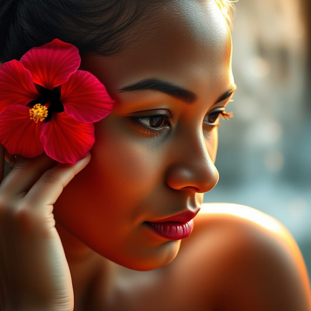 Samoan Woman in Tropical Paradise