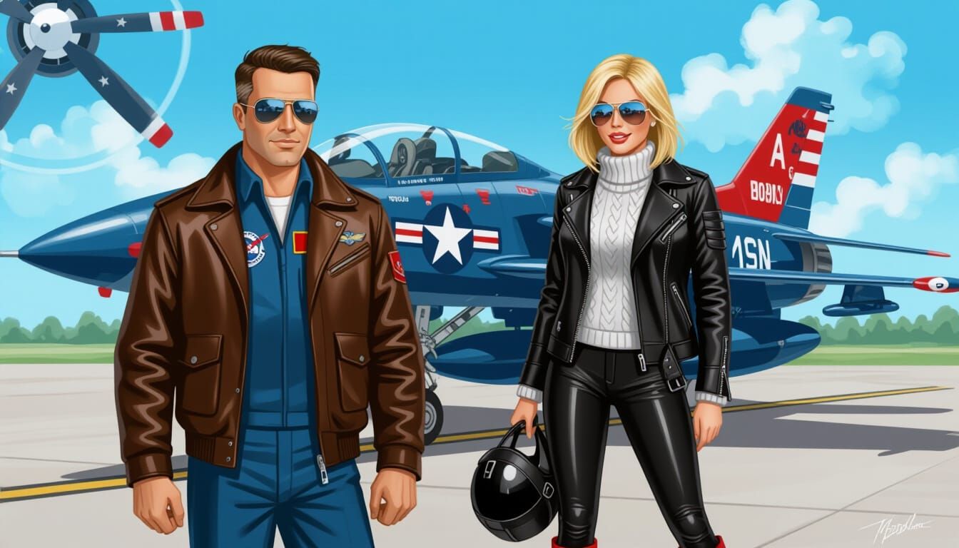 American Test Pilots Illustration in Comic Book Style