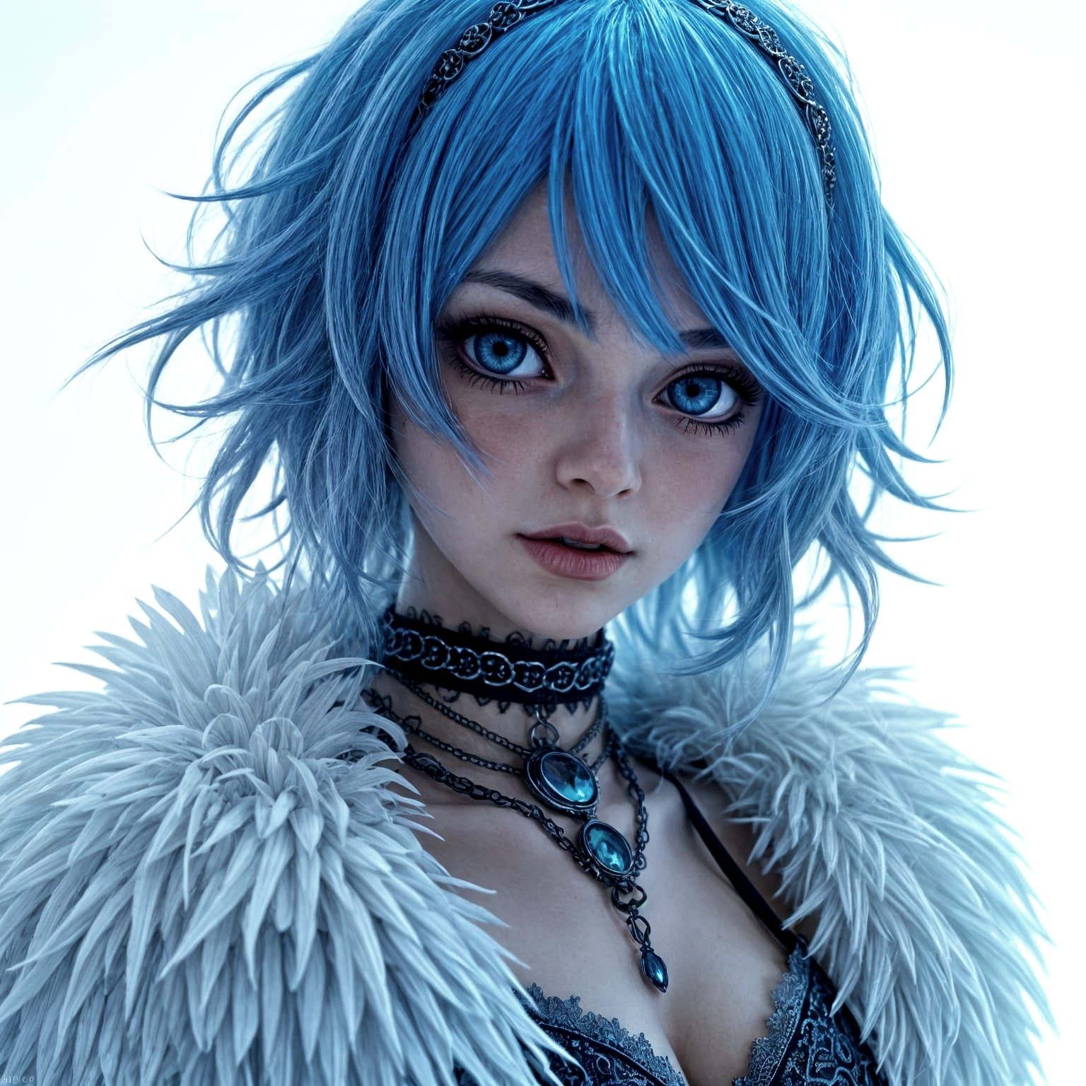 Gorgeous Ice Female in Vibrant, Dark Fantasy Graffiti Style