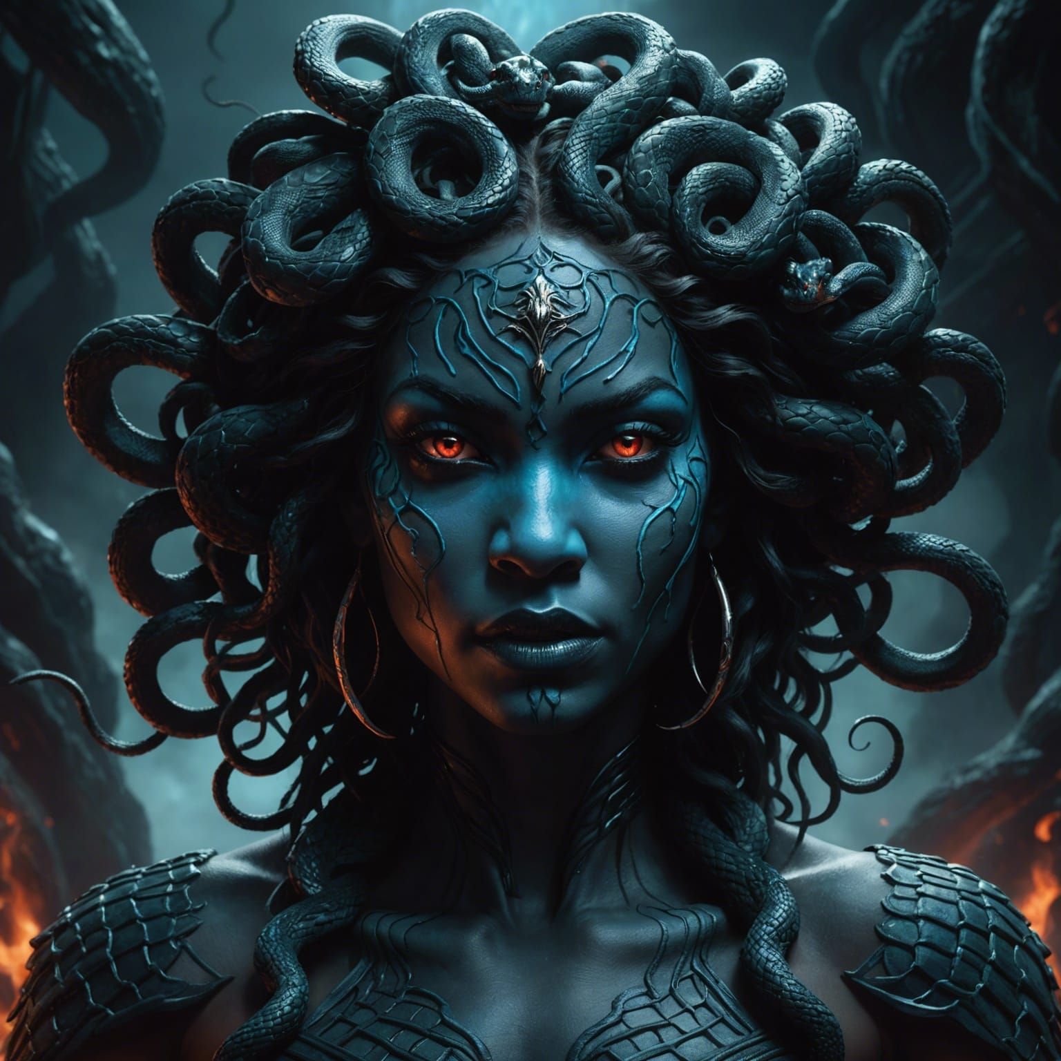 Medusa Portrait in Dark Fantasy 3D Render