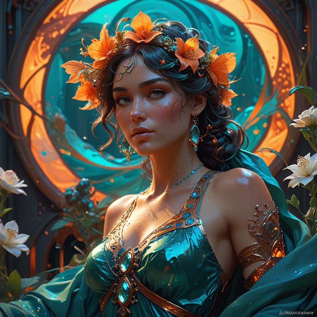 Ethereal Goddess in Triadic Hues