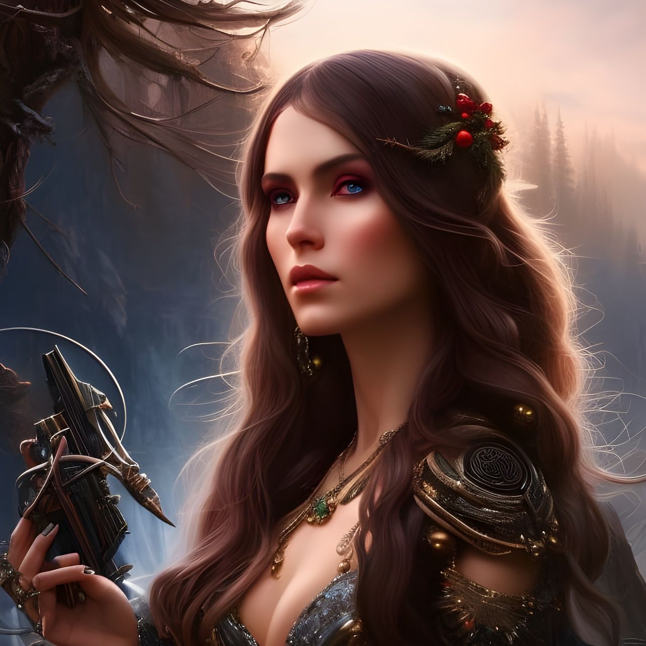 Christmas Goddess with Beautiful Eyes in Digital Art