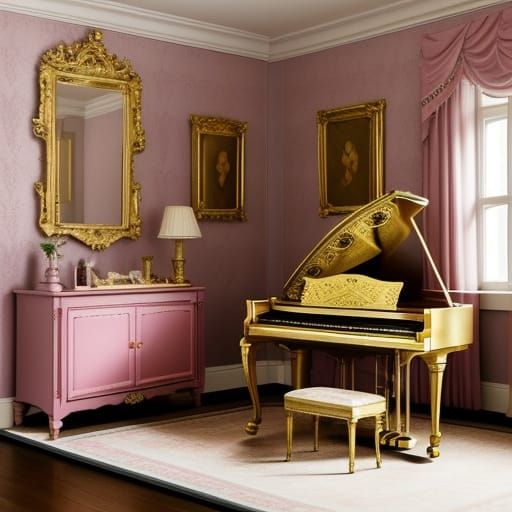 Whimsical Dollhouse Music Room in Pastel Hues