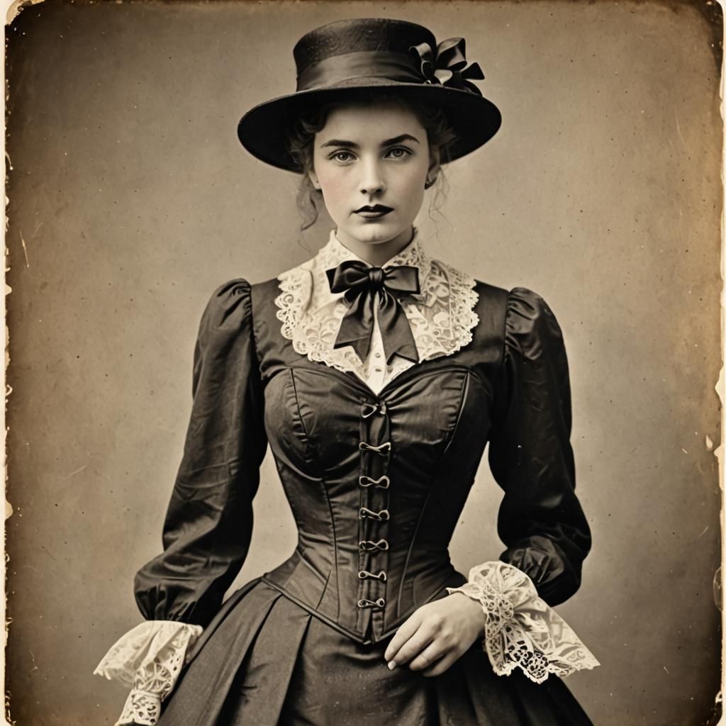 Elegant Woman in Vintage Fashion with Corset
