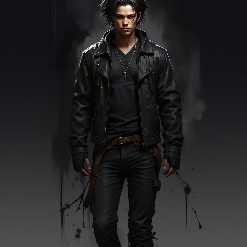 Mystical Dark Portrait of a Young Man in Dramatic Style