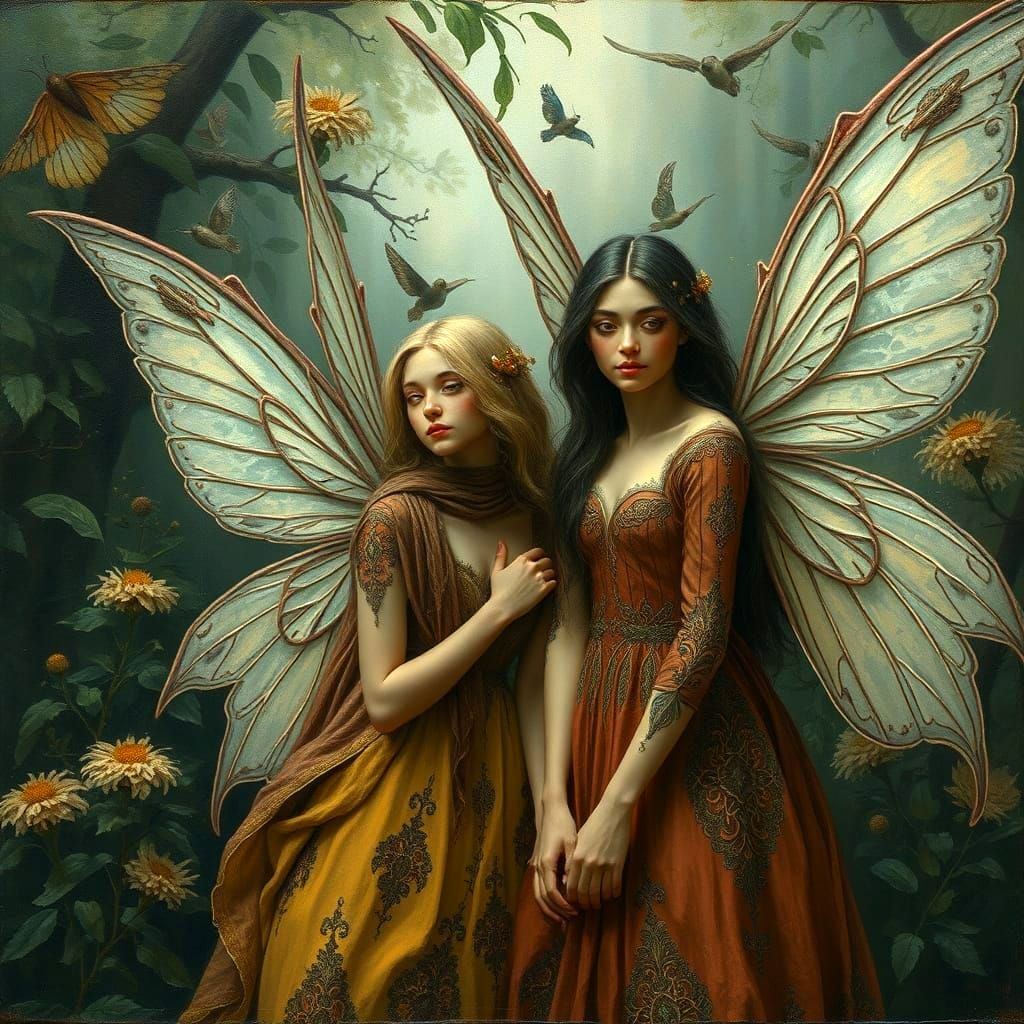 Fairies in Dark Fantasy Oil Painting