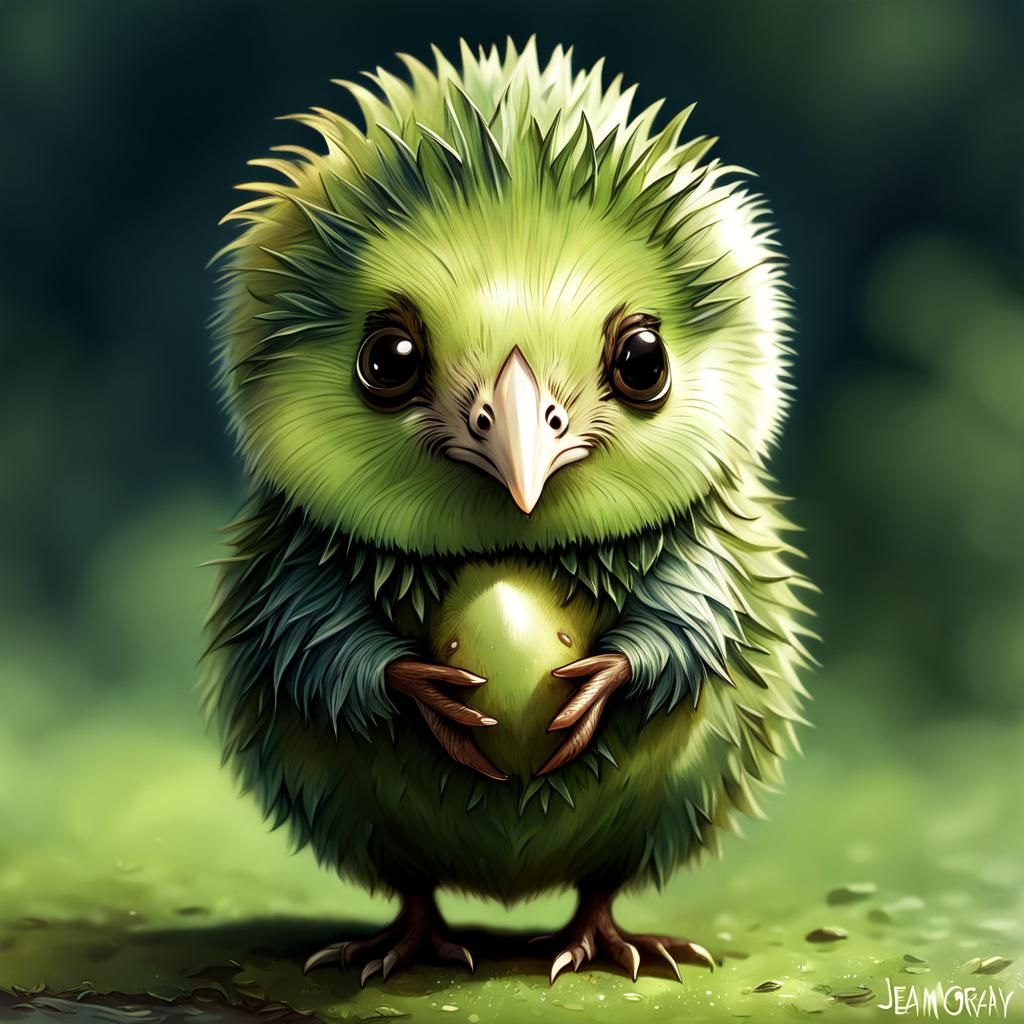 Cute Chibi Kiwi Bird in Digital Art Style