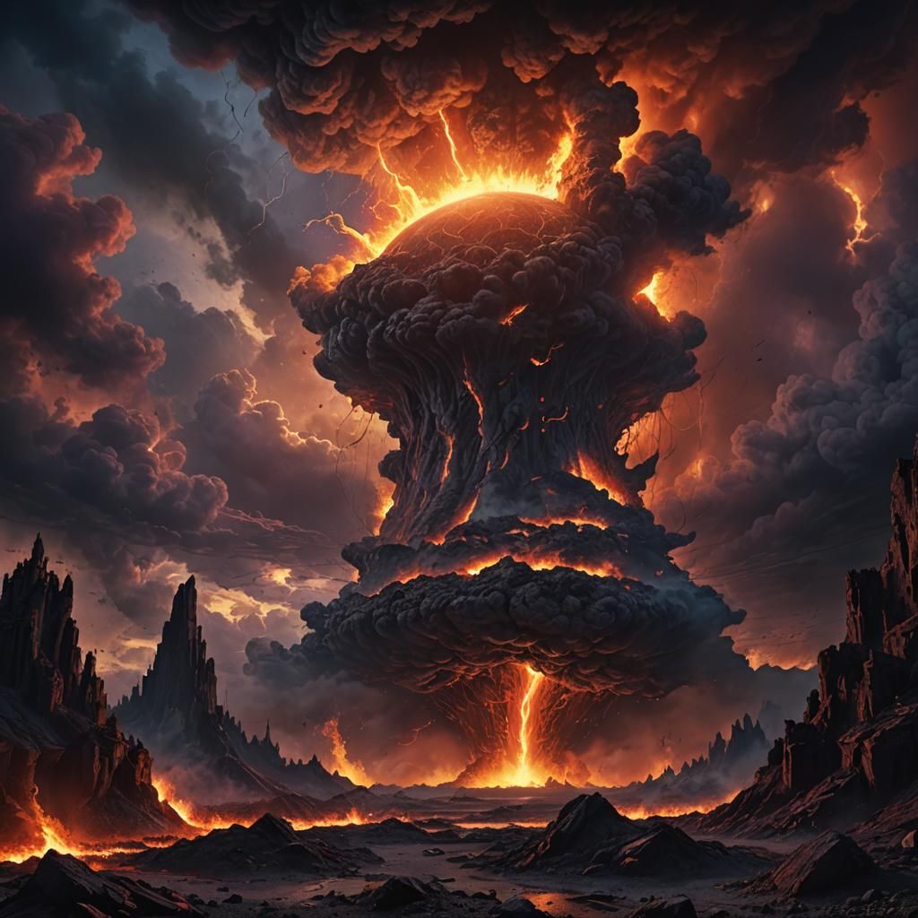 Apocalyptic Hellscape with Black Sun: Matte Painting