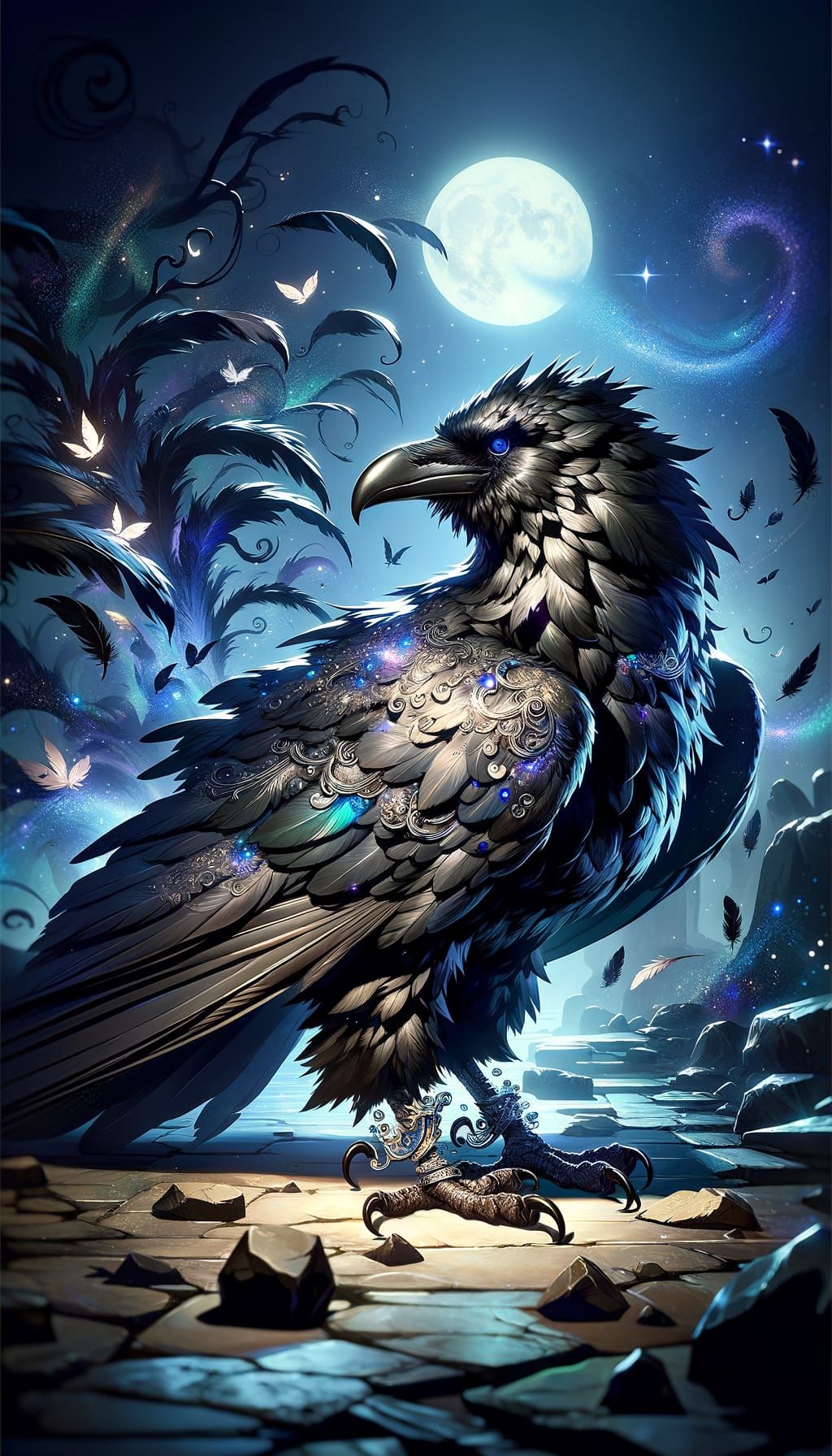 Noble Raven Companion in Dark Fantasy Style