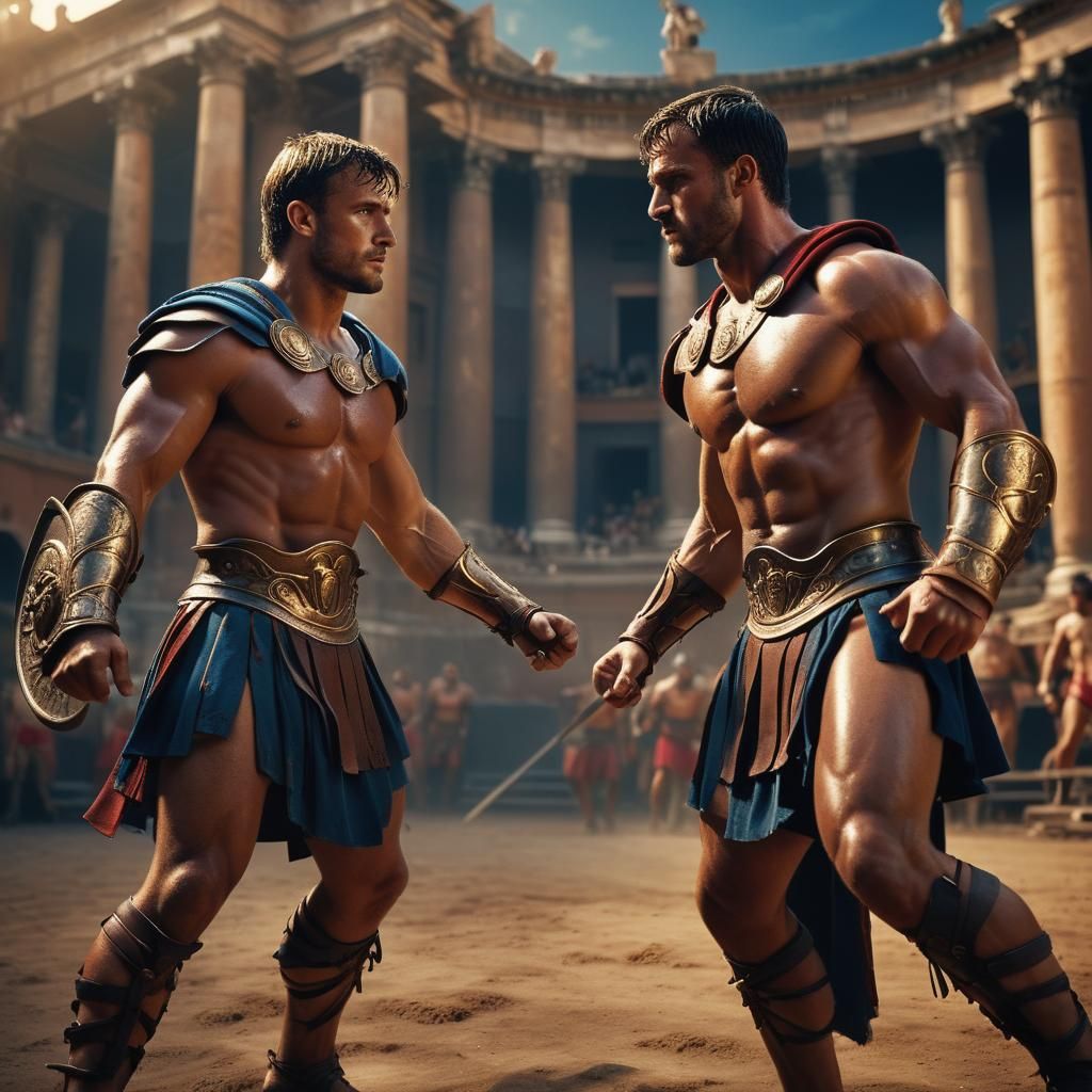 Epic Gladiators Train in Ancient Roman Arena