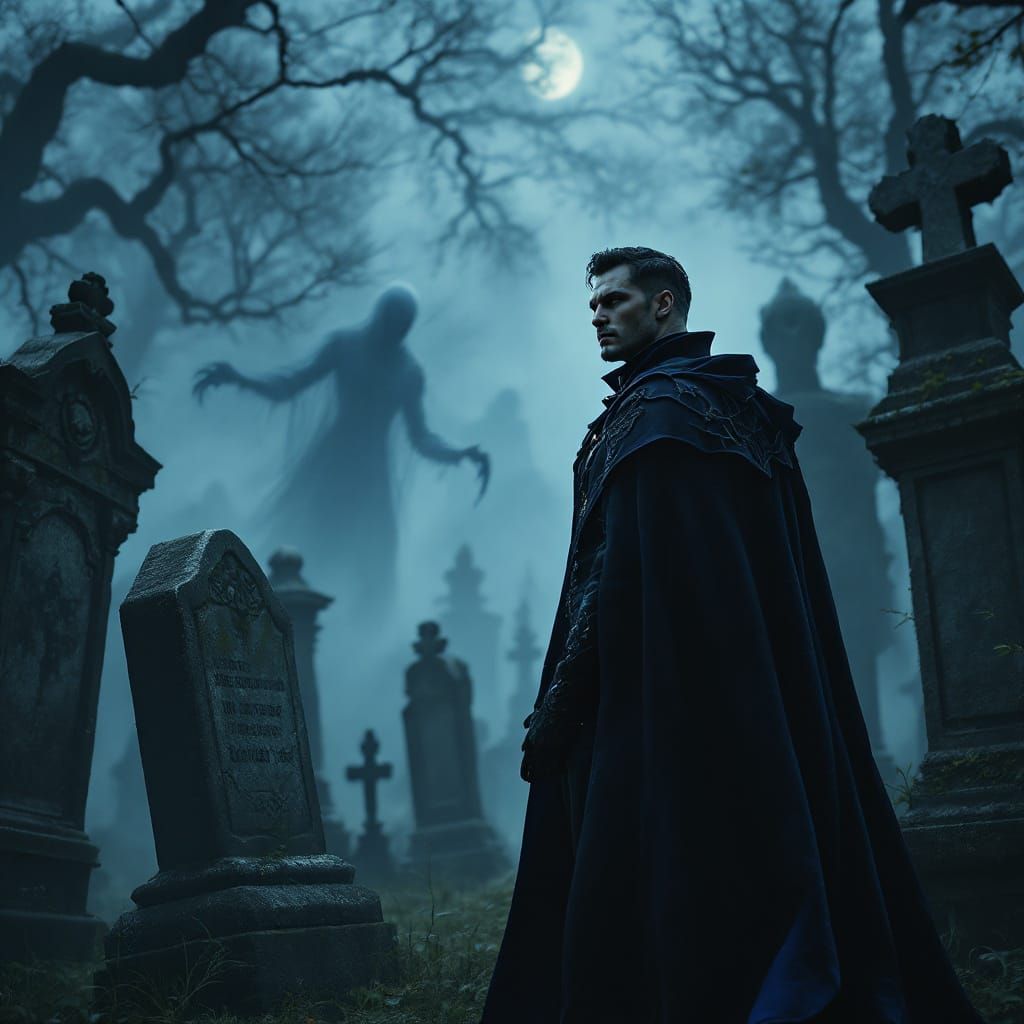 Man in Cemetery: Gothic Romanticism in Unreal Engine 5
