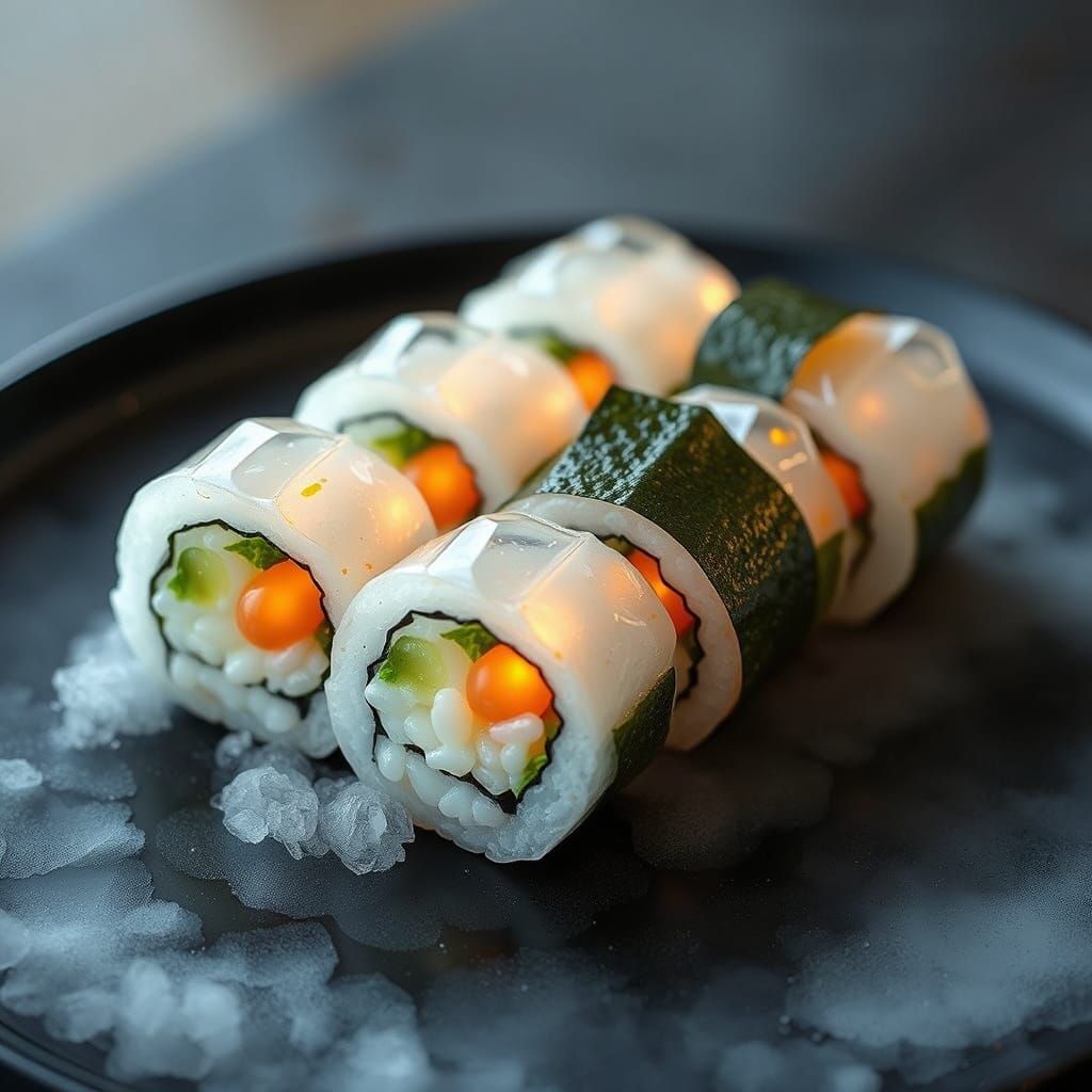 Futuristic Sushi Rolls in Cyberpunk Style