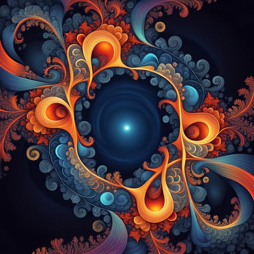 Fractal Spiral of Nature in Zentangle Style