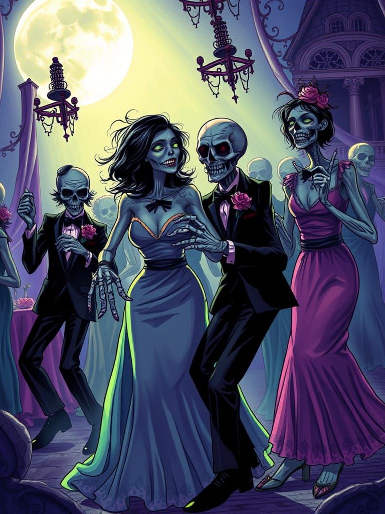 Undead Prom Night Celebration in Ethereal Moonlight