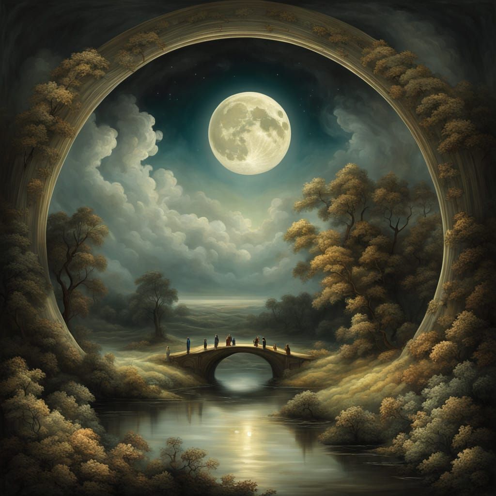 Surreal Escher-Inspired Landscape with Möbius Strip