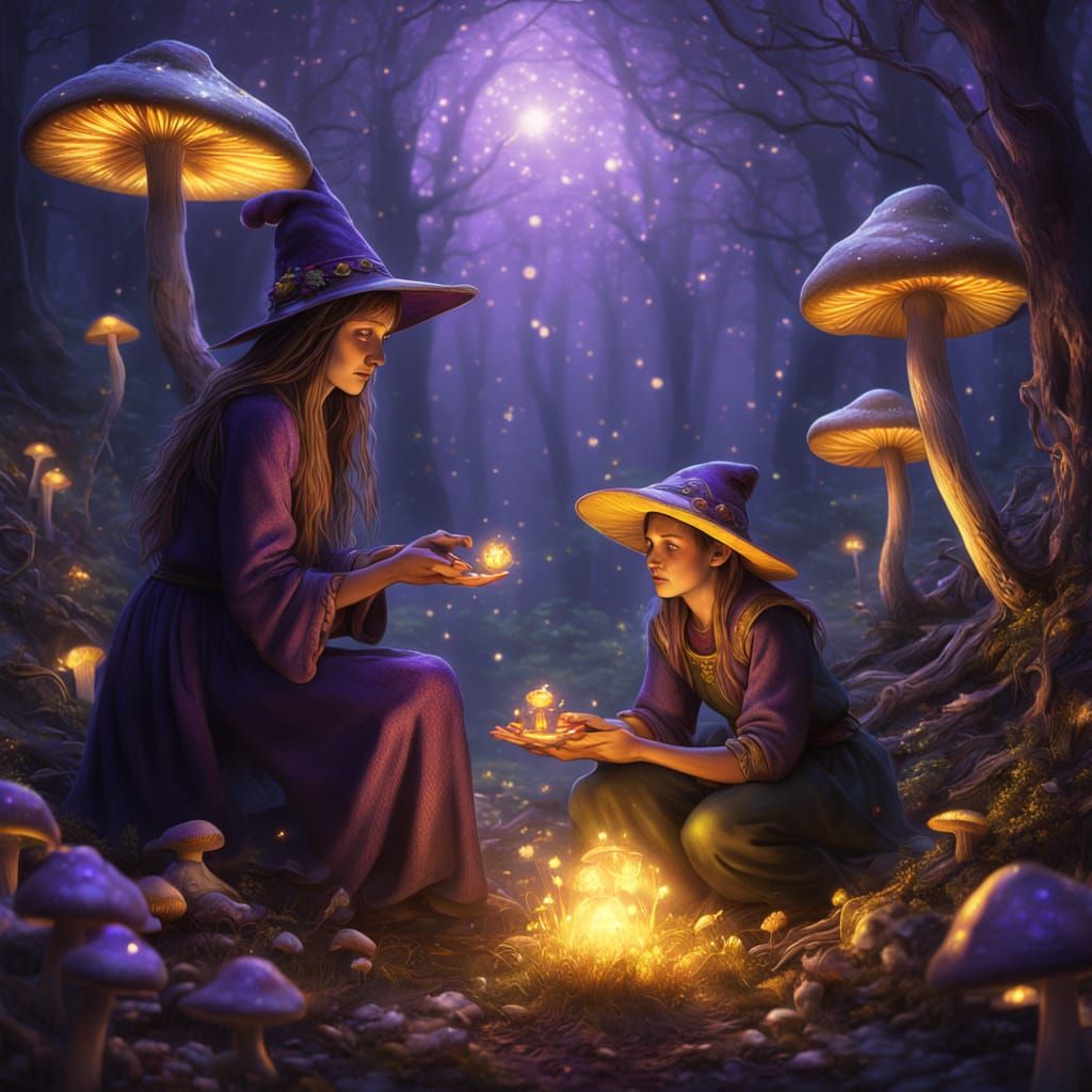 Magical Witch's Daughter in Dark Fantasy Style