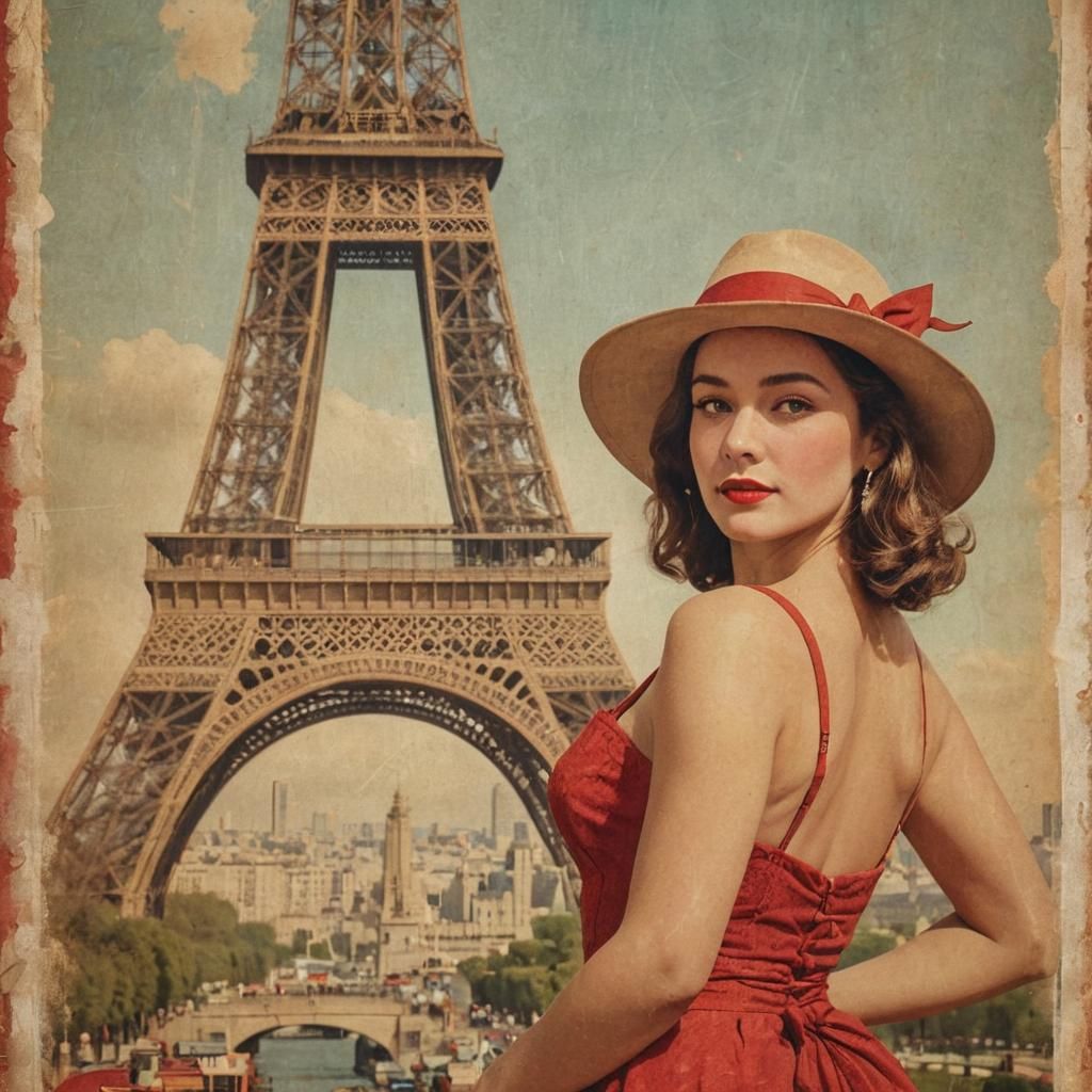 Vintage Paris Travel Poster in Art Deco Style