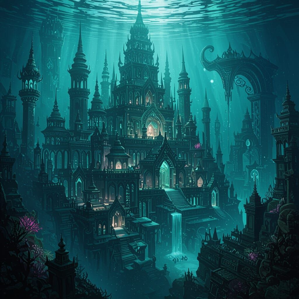 Surreal Underwater City Emerges from Shadows