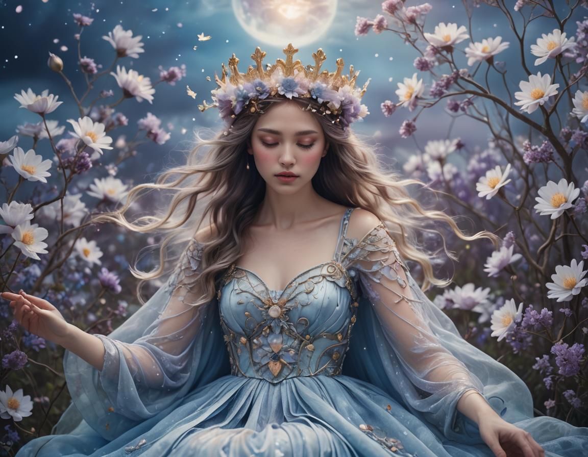 Goddess Weaving Dreams in Surrealist Style