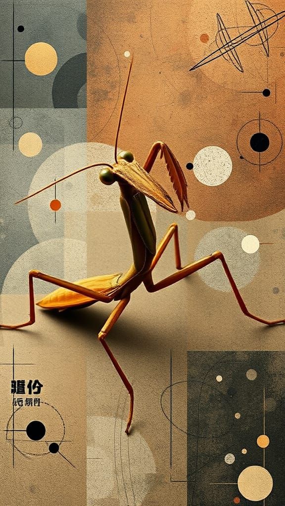 Surreal Mantis-Geisha-Wendigo in Avant-Garde Style