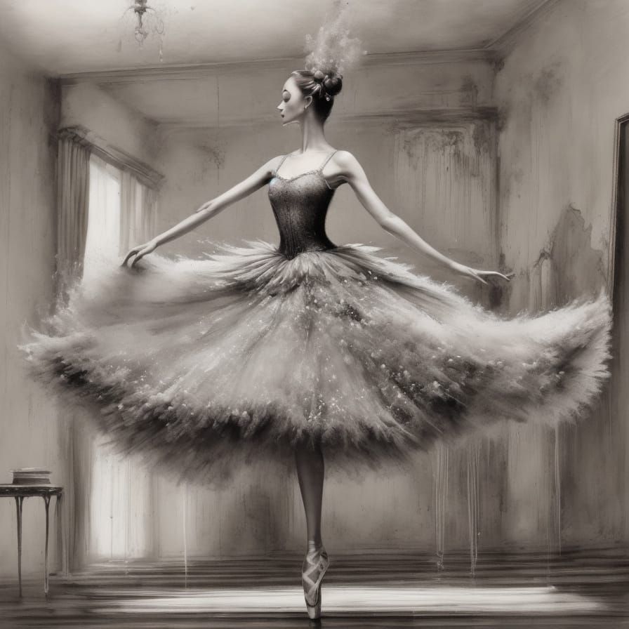 Ballerina Housewife in Elegant En Pointe Pose