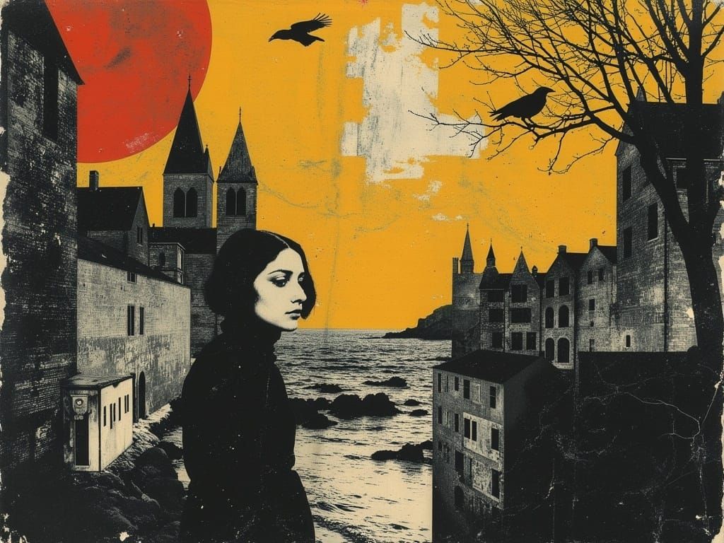 Metropolis in Art Nouveau Style with Geometric Designs