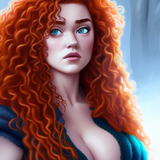 Brave Merida Portrait in Art Nouveau Style