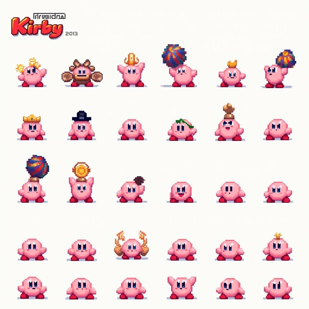 Kirby Pixel Art Spritesheet in Retro RPG Style