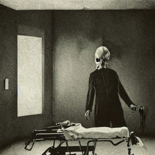 Creepy Killer in Dark Hospital Room