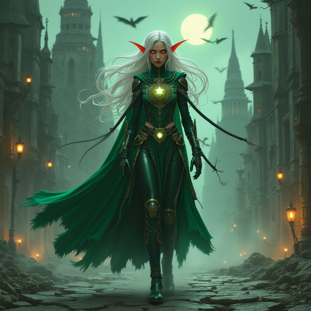 Cyberpunk Sorceress Unleashes Reality-Bending Power