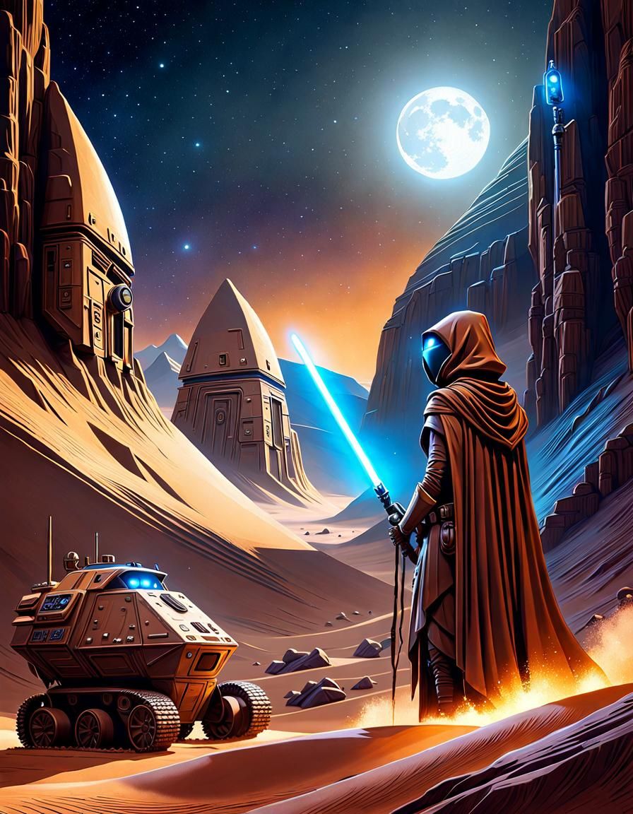 Star Wars Sandcrawler on Tatooine in Futuristic Style