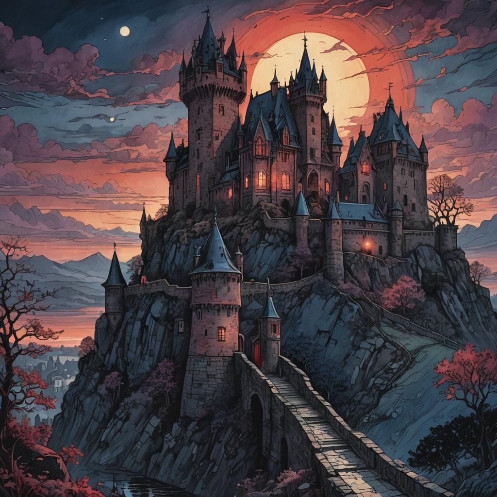 Frankenstein Castle: Guiding Light in Dark Fantasy Style