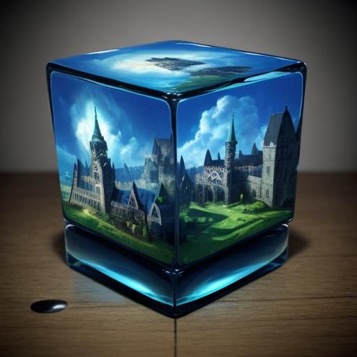 Fantasy World in a Cube on a Desk