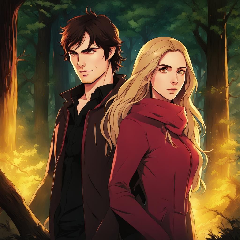 Wanda Maximoff and Damon Salvatore: Neon Forest Magic