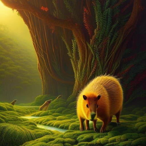 Capybara-Cannabis Hybrid in Chibi Style