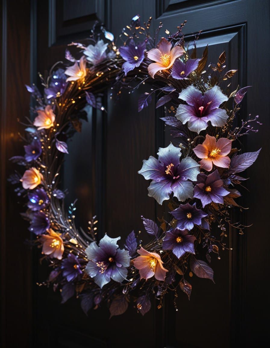Ethereal Crystal Flower Wreath in Steampunk Victorian Style
