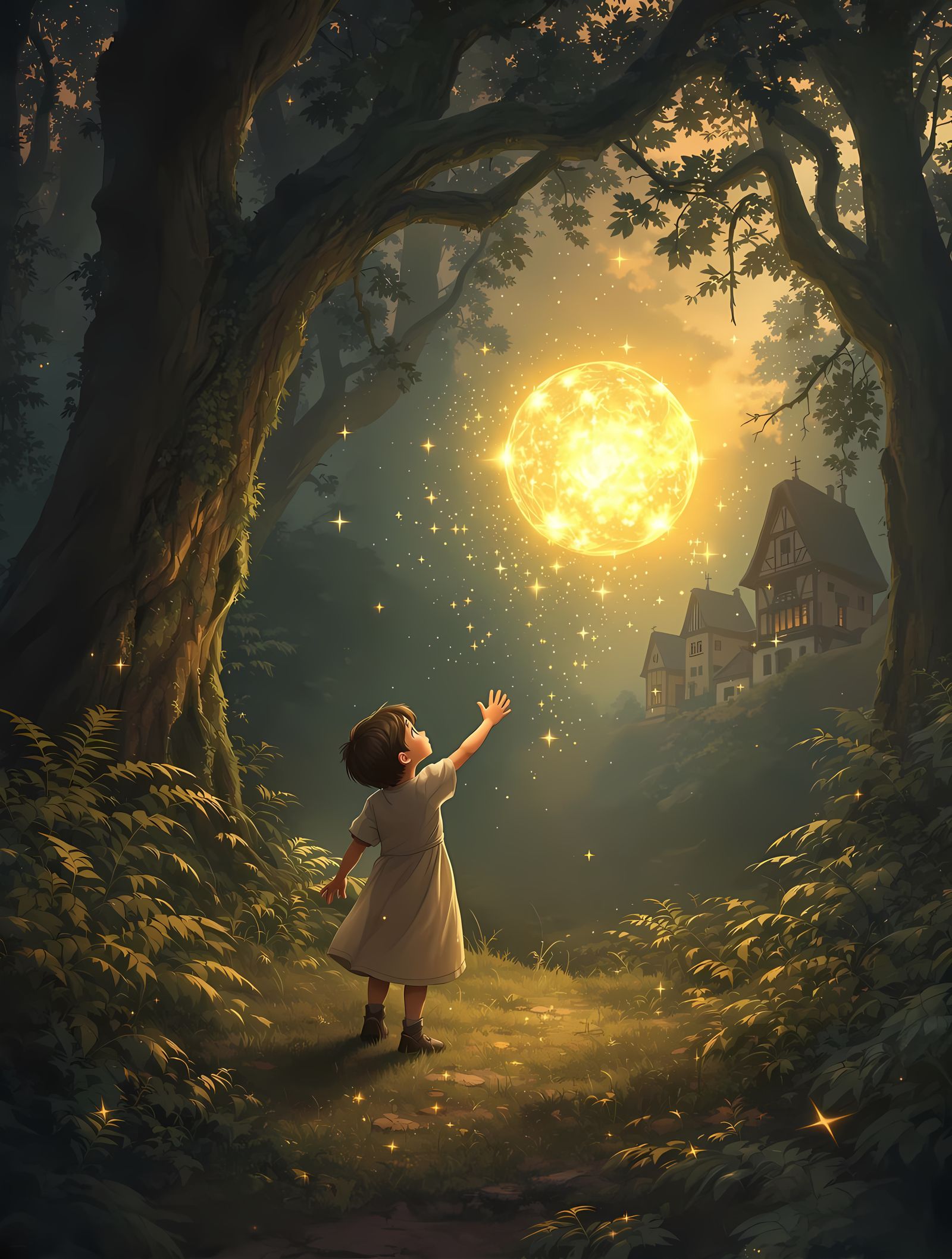 Surreal Encounter in an Enchanted Forest Glade