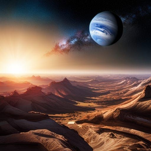 Alien Solar System: Hyperrealistic Airbrush Art