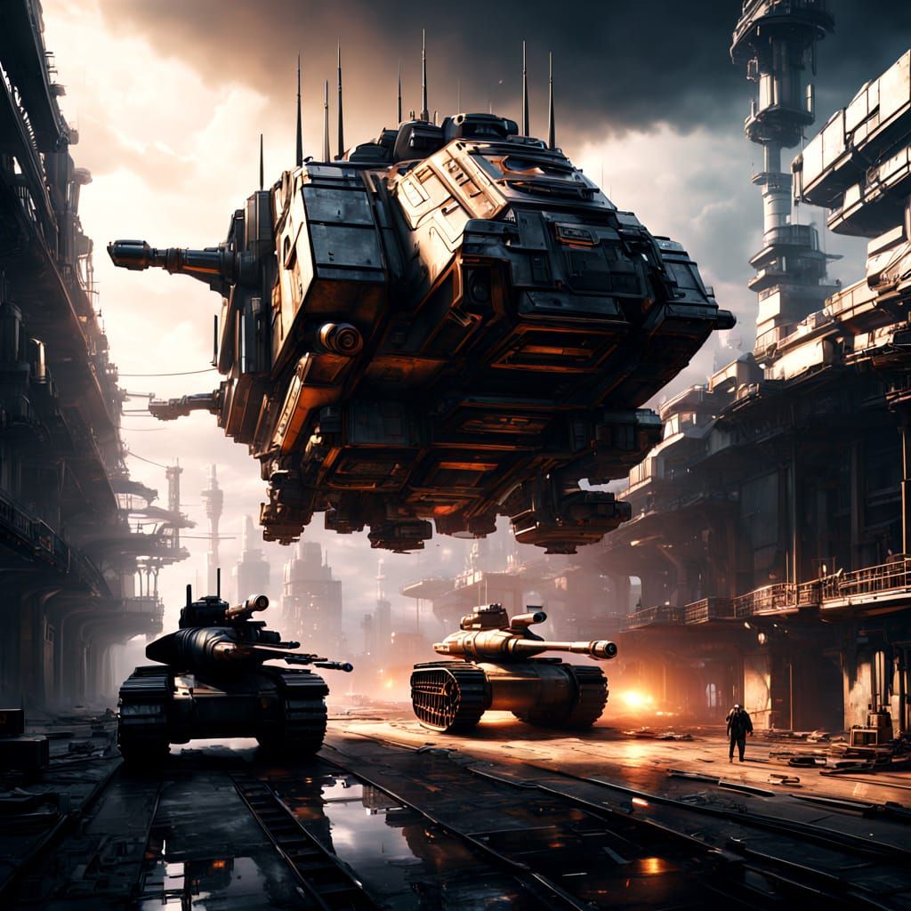 Epic Futuristic Tank in Vibrant Digital Art