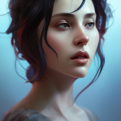 Detailed Portrait in Art Nouveau Style