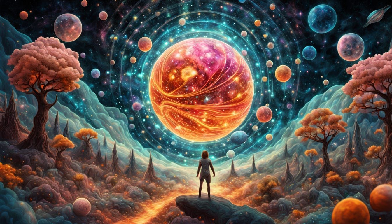 Basketball Player in Surreal Psychedelic Dreamscape