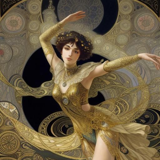 Art Nouveau Dancer with Flowing Costume