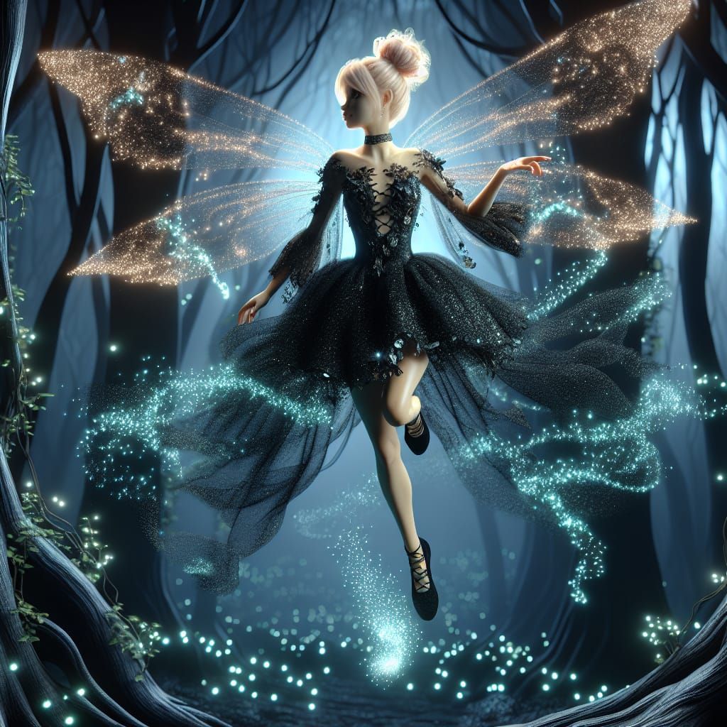 Fairy in Bioluminescent Forest: 3D Digital Art