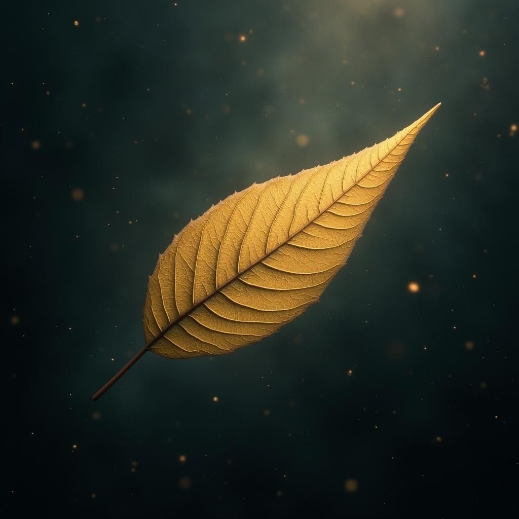 Leaf Drifting Through Starry Universe in Cinematic Style