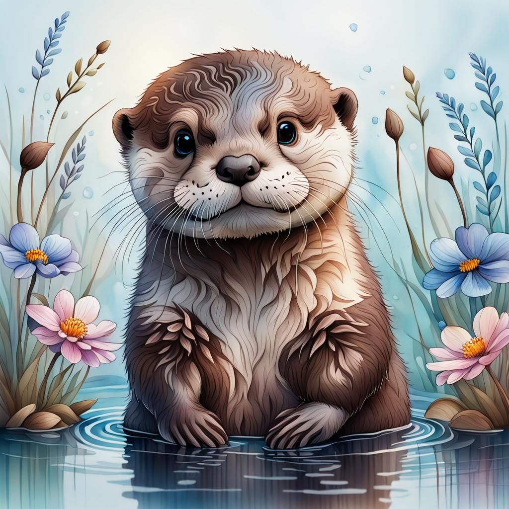 Cute baby otter