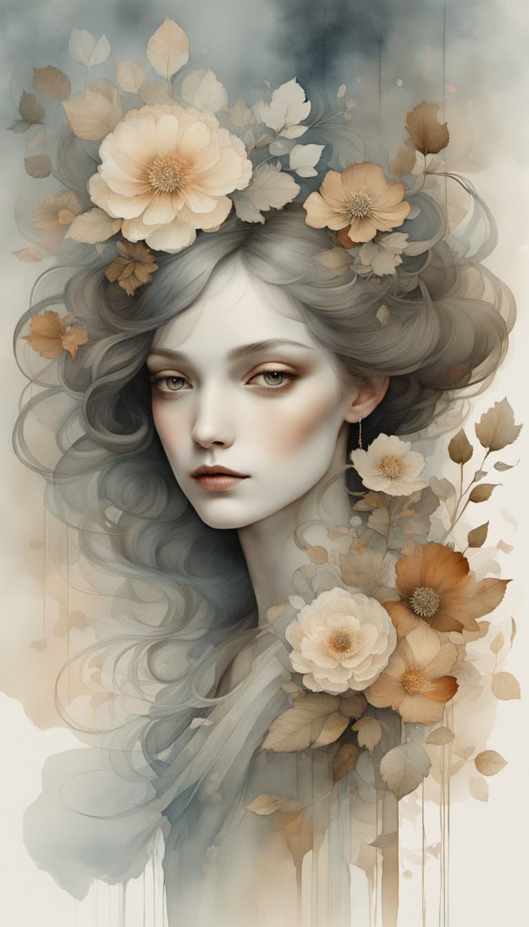 Ethereal Grimdark Portrait With Whimsical Details