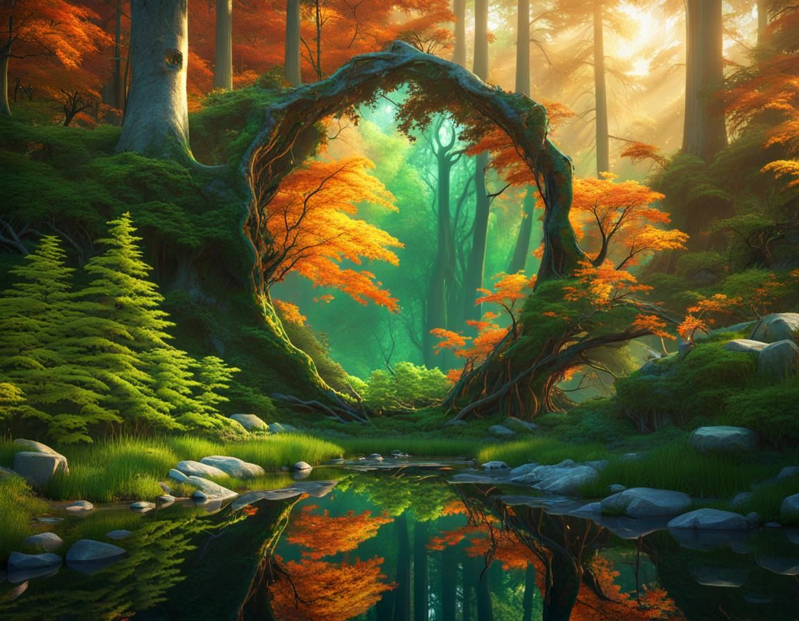 Masterpiece: Vibrant Forest Landscapes in Shattered Mirror R...