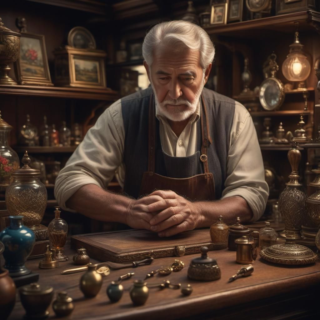Antique Shop Owner Lost in Memories